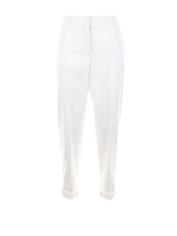 Pantalone bianco donna in cotone soft stretch