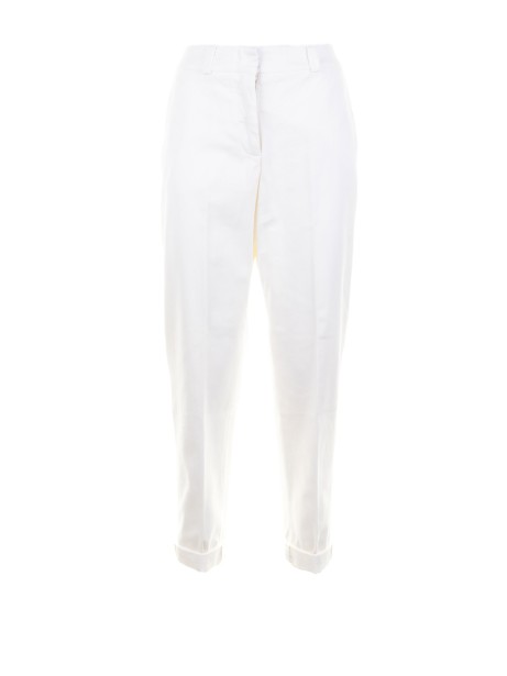 Pantalone bianco donna in cotone soft stretch