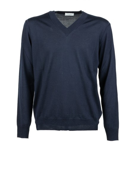 Maglia scollo a V blu uomo