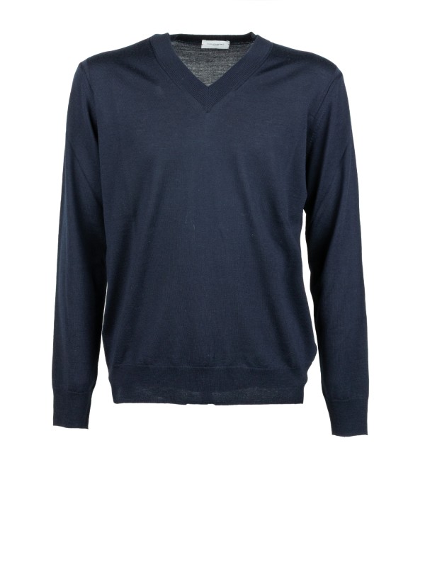 Maglia scollo a V blu uomo