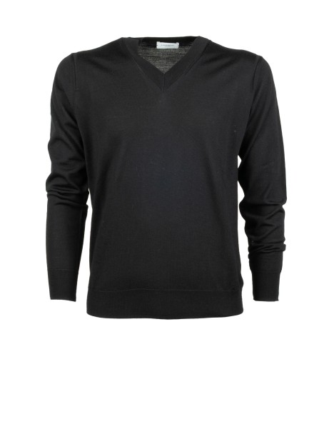 Maglia scollo a V nera uomo