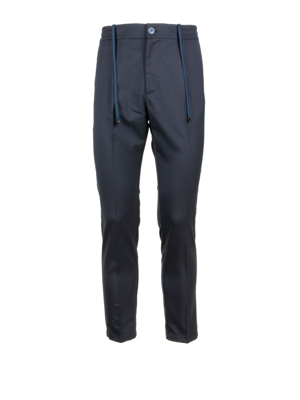 Men's Navy Blue Drawstring Trousers