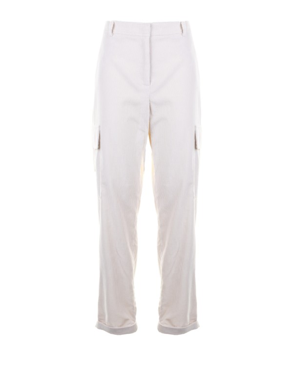 Pantalone avorio donna con tasche laterali