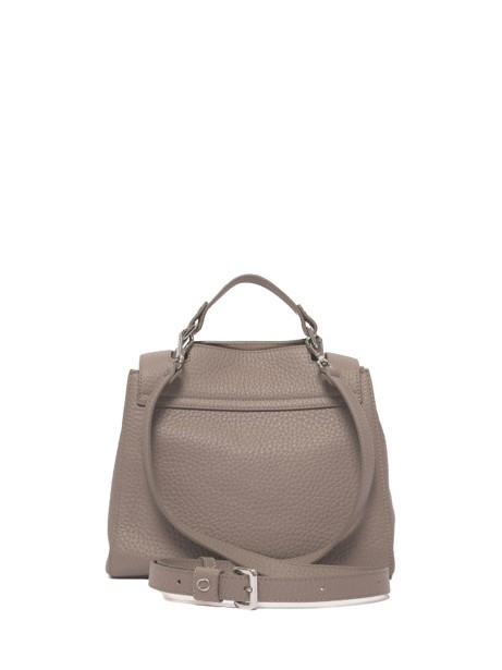 Borsa Sveva S tortora in pelle con tracolla