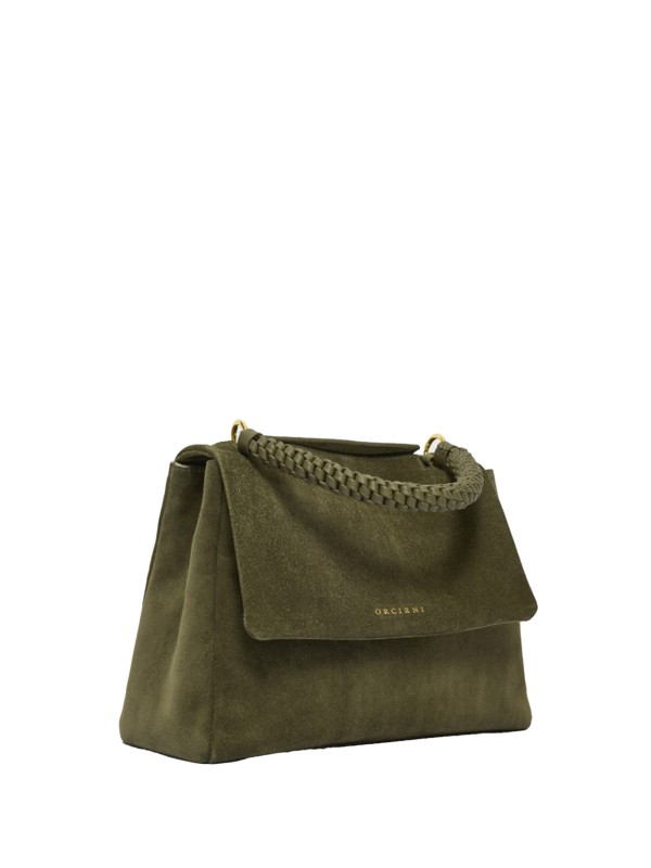 Borsa Peach verde bosco in suede