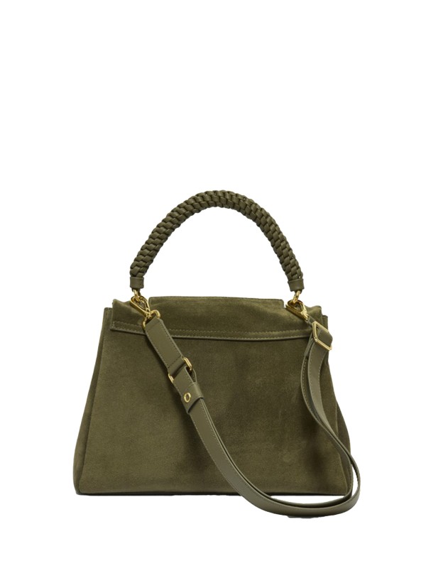 Borsa Peach verde bosco in suede