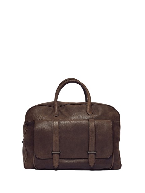 Double-Handle Dark Brown Leather Bag