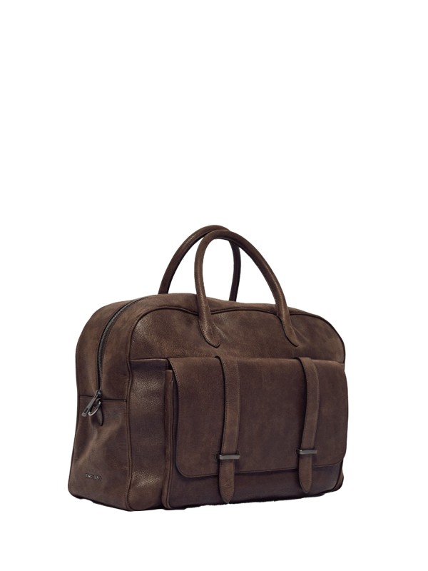 Double-Handle Dark Brown Leather Bag