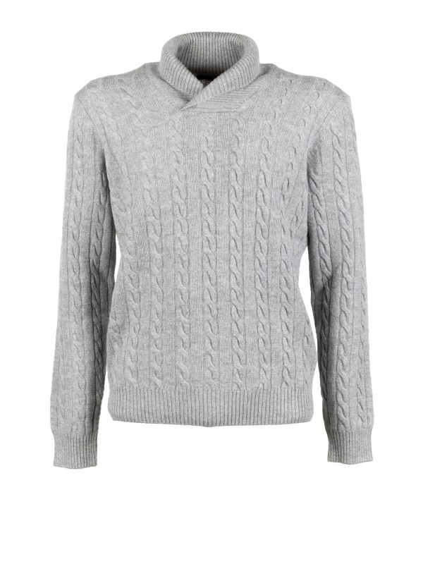 Maglia grigio con motivo a trecce uomo