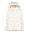 Women's White Quilted Fur Down Jacket with Zip and Hood