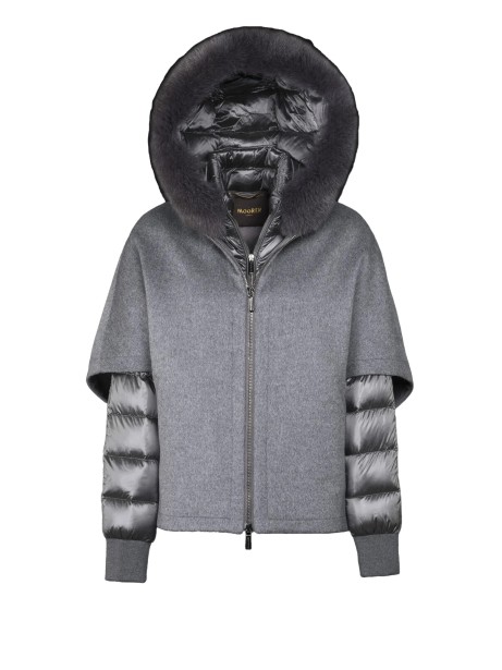 Quilted Grey Down Jacket with External Hood