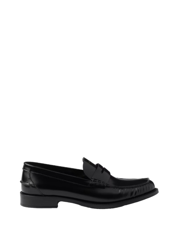 Black Leather Loafer with Logo