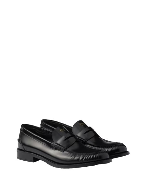 Black Leather Loafer with Logo