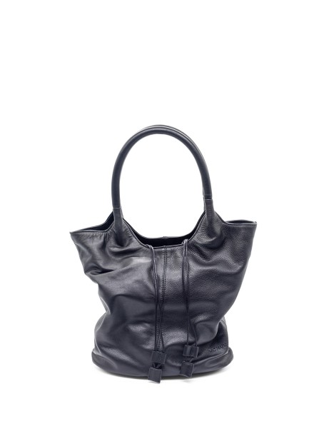Black Leather Shopping Bag