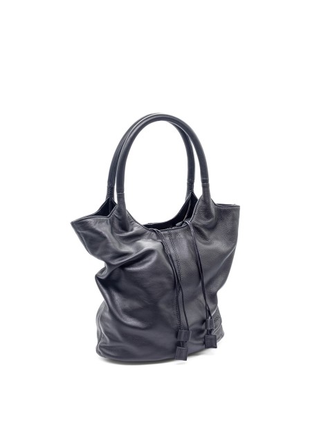 Black Leather Shopping Bag