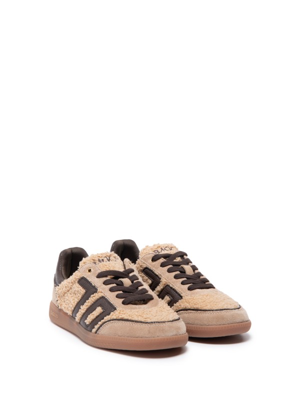 Sneakers Cloud nero beige in teddy