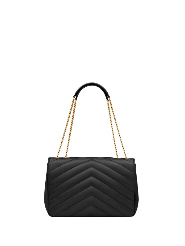 Borsa Loulou Large nera in pelle di agnello trapuntata