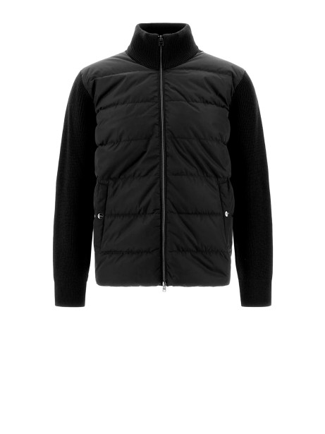 Cardigan nero uomo in maglia e nylon