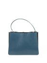 Borsa a spalla grigio blu in pelle