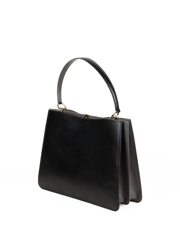 Borsa a spalla nera in pelle