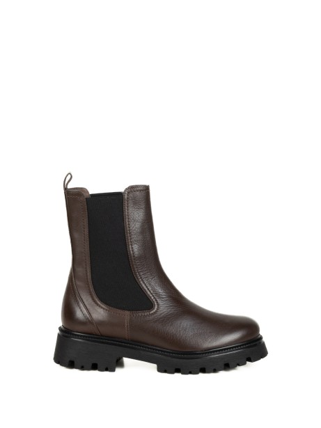 Dark Brown Leather Beatles Ankle Boot