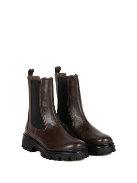 Dark Brown Leather Beatles Ankle Boot