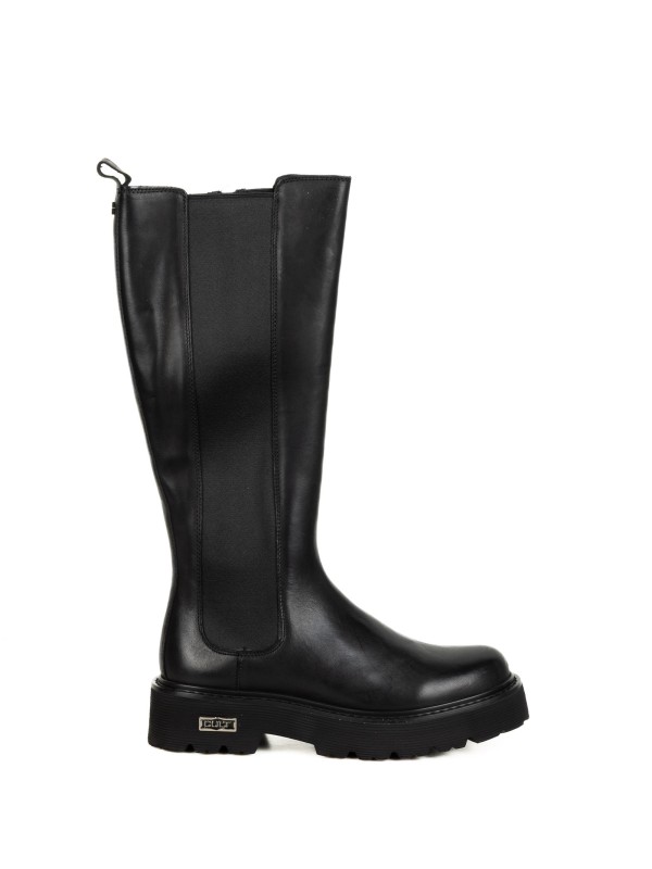 Stivale nero in pelle