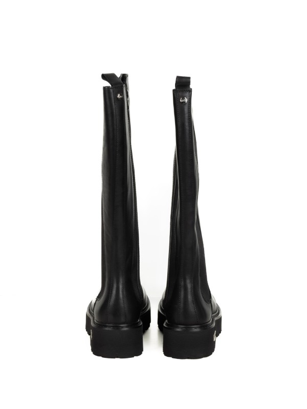 Stivale nero in pelle