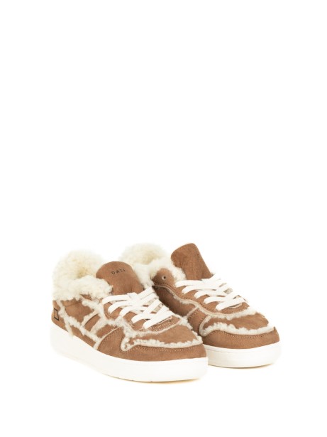 Sneaker Court 2.0 cuoio con pelliccia