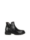 Women's Black Leather Low Ankle Boot