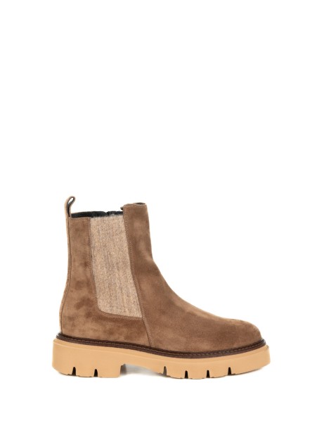 Women's Brown Suede Ankle Boot with Zip