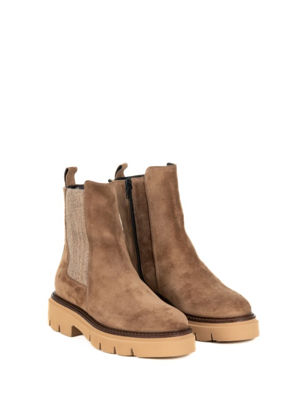 Women's Brown Suede Ankle Boot with Zip