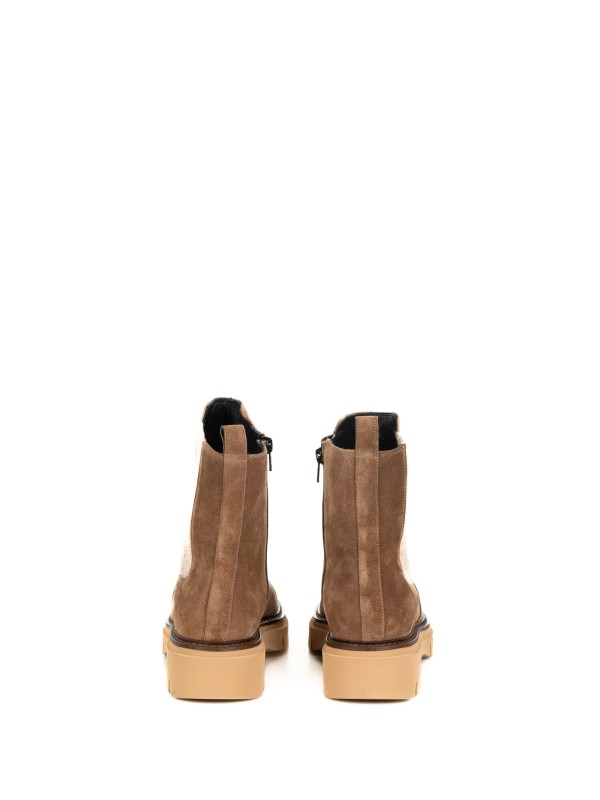 Stivaletto marrone in suede donna con zip