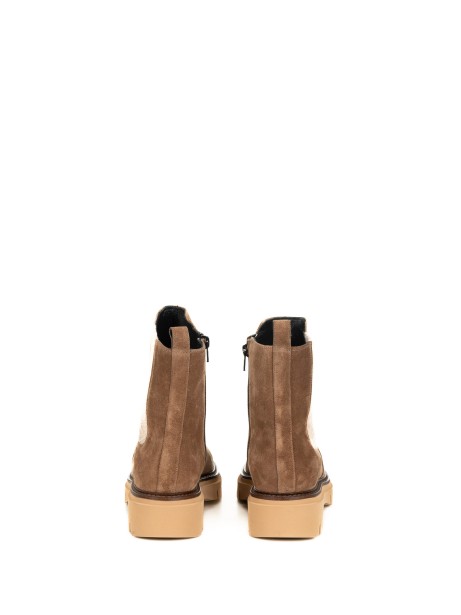 Stivaletto marrone in suede donna con zip