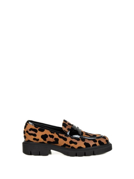 Mocassino leopardato donna in camoscio