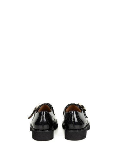 Black Leather Loafer with Buckle