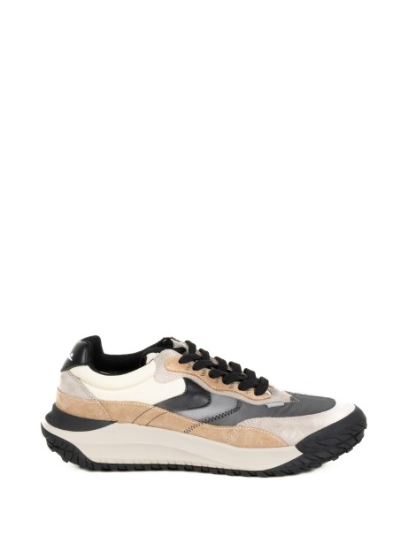 Sneaker uomo tricolore in camoscio e tessuto