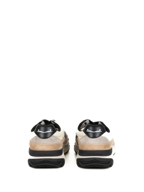 Sneaker uomo tricolore in camoscio e tessuto