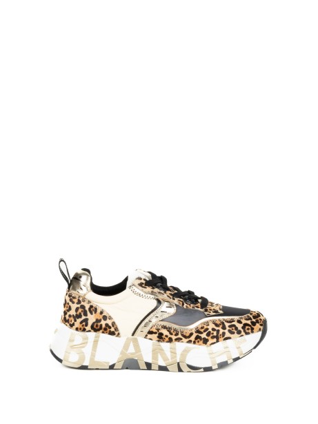 Sneaker donna maculata in camoscio e tessuto