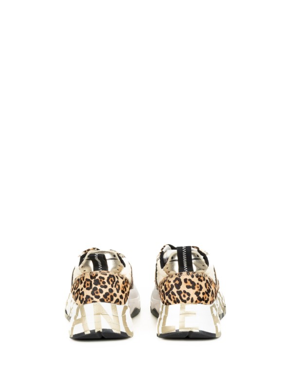 Sneaker donna maculata in camoscio e tessuto