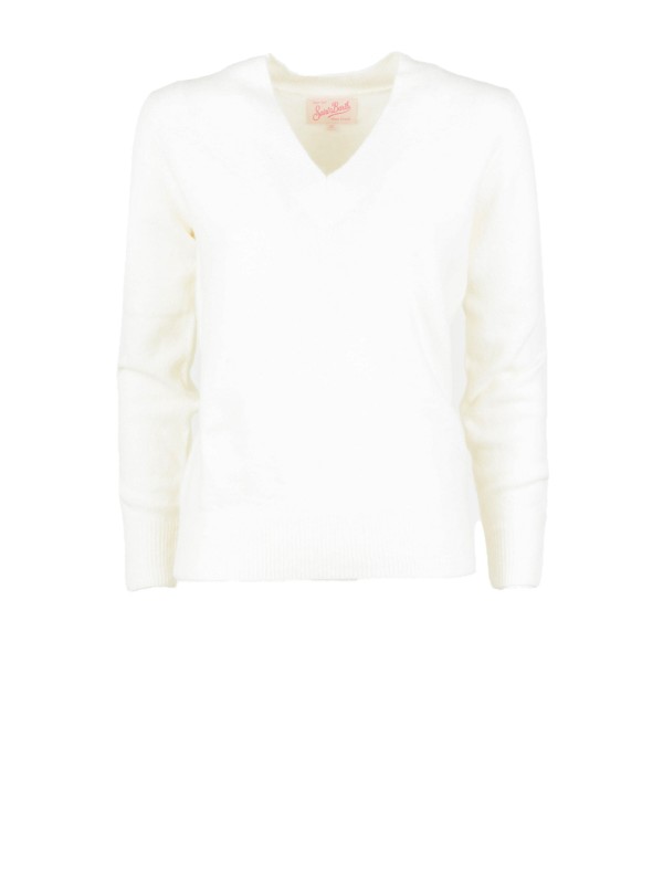 Maglia scollo a V bianca donna Maglia scollo a V bianca donna