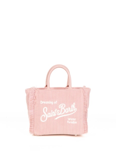 Shopping bag Vanity Mini rosa in velluto a coste