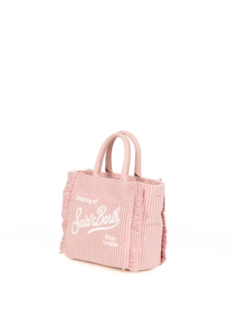 Shopping bag Vanity Mini rosa in velluto a coste