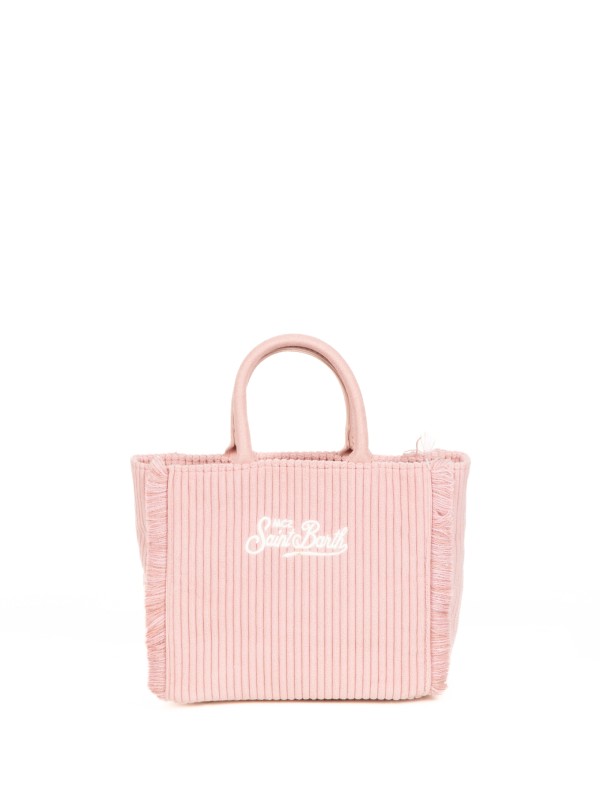 Shopping bag Vanity Mini rosa in velluto a coste