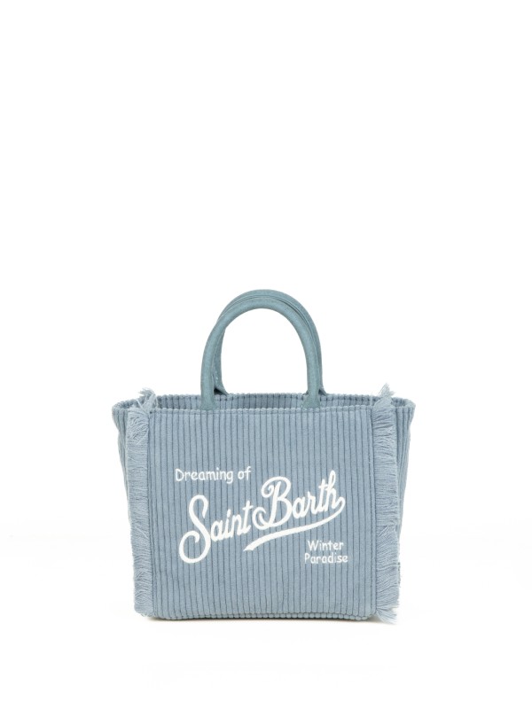 Shopping bag Vanity Mini celeste in velluto a coste Shopping bag Vanity Mini celeste in velluto a coste