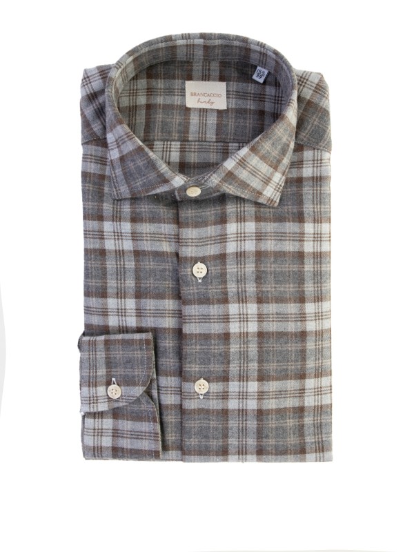 Camicia uomo a quadri marrone