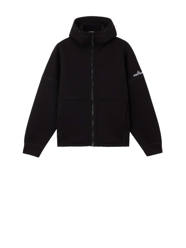 Felpa nera con zip e cappuccio