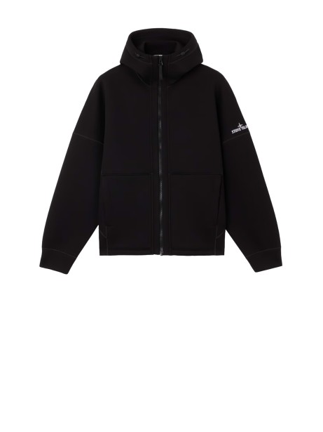 Felpa nera con zip e cappuccio