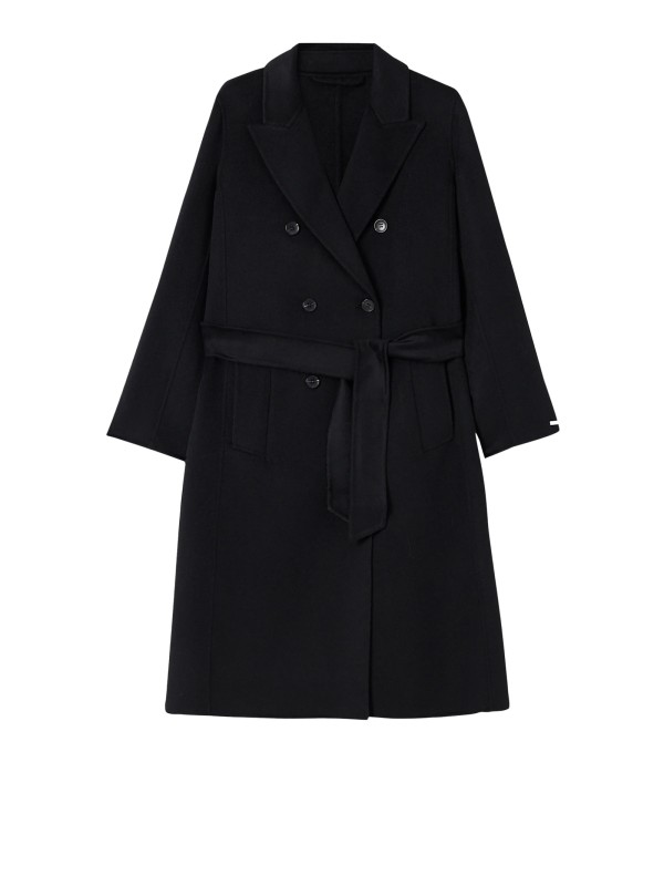Cappotto nero doppiopetto in pura lana Cappotto nero doppiopetto in pura lana