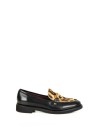 Black Leather Loafers with Spotted Insert